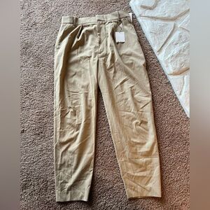 NWT Zara Tailored High Waisted Beige Trousers size Large